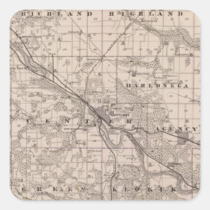 Map of Wapello County, State of Iowa Square Sticker