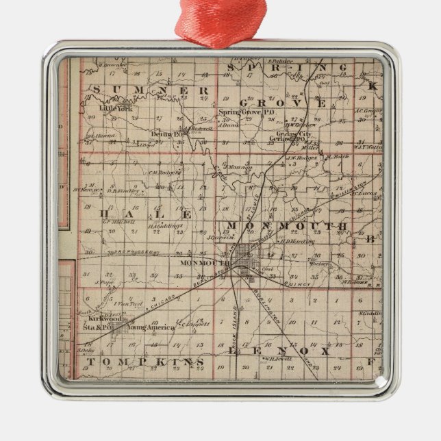 Map of Warren County, Abingdon Metal Tree Decoration (Front)