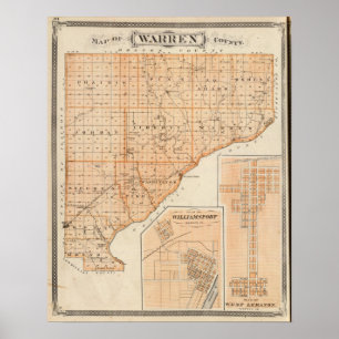 Map of Warren County with Plan of West Lebanon Poster