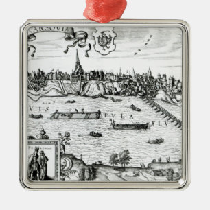Map of Warsaw, from 'Civitates Orbis Terrarum' by Metal Tree Decoration