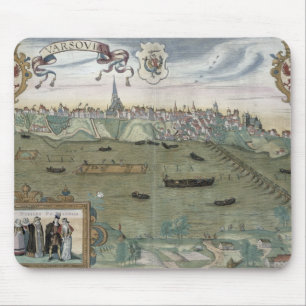 Map of Warsaw, from 'Civitates Orbis Terrarum' by Mouse Mat