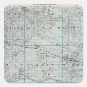 Map of Waseca County, Minnesota Square Sticker