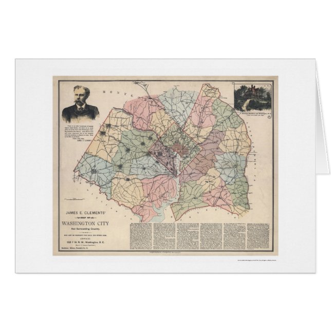 Map of Washington DC Suburbs by Clements 1891 (Front Horizontal)