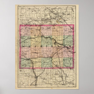 Map of Washtenaw County, Michigan Poster