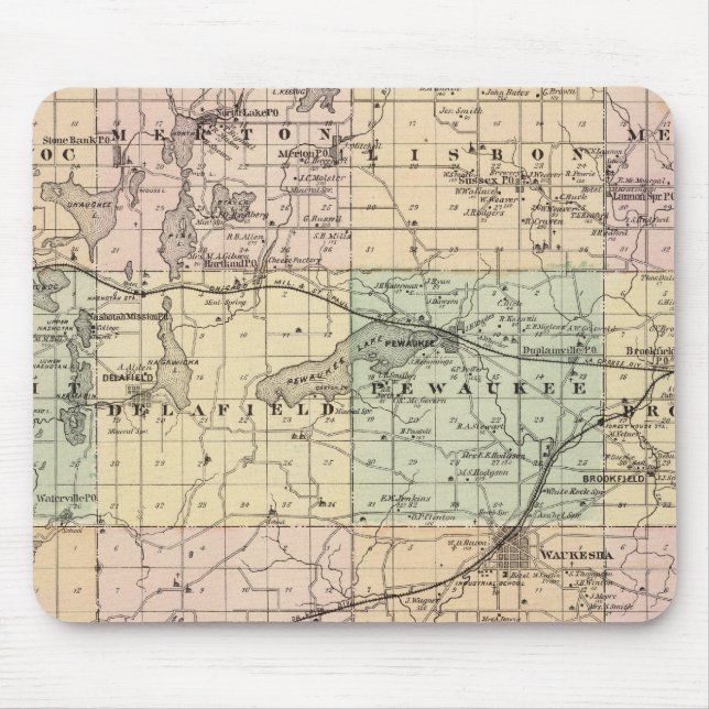Map of Waukesha County, State of Wisconsin Mouse Mat (Front)
