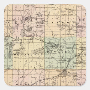 Map of Waukesha County, State of Wisconsin Square Sticker
