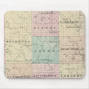 Map of Waupaca County, State of Wisconsin Mouse Mat