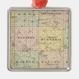 Map of Waushara County, Necedah and Wautoma Metal Tree Decoration