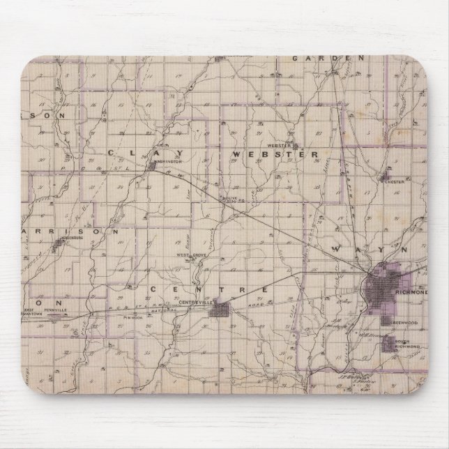 Map of Wayne County 2 Mouse Mat (Front)