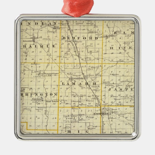 Map of Wayne County Metal Tree Decoration (Front)