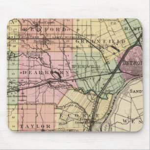Map of Wayne County, Michigan Mouse Mat
