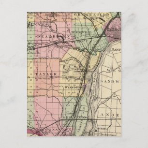 Map of Wayne County, Michigan Postcard
