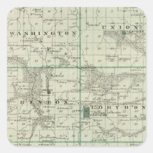 Map of Wayne County, State of Iowa Square Sticker