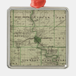 Map of Webster County, State of Iowa Metal Tree Decoration