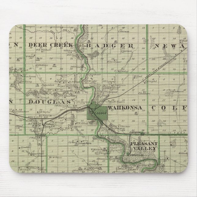 Map of Webster County, State of Iowa Mouse Mat (Front)