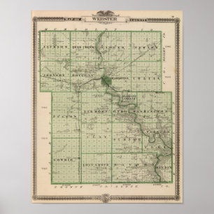Map of Webster County, State of Iowa Poster