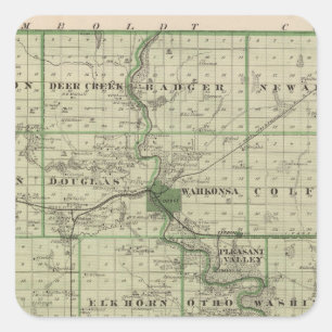 Map of Webster County, State of Iowa Square Sticker