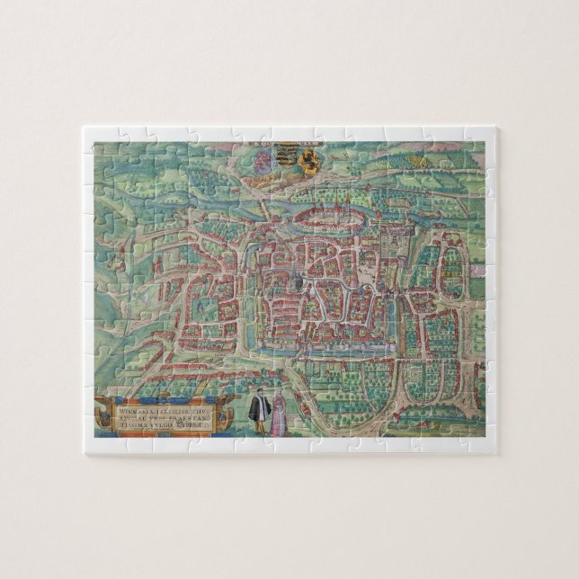 Map of Weimar, from 'Civitates Orbis Terrarum' by Jigsaw Puzzle (Horizontal)