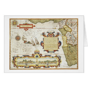 Map of West African coastline, 1596 (hand coloured