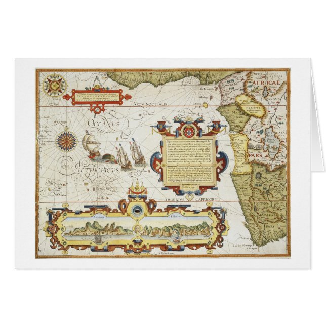 Map of West African coastline, 1596 (hand coloured (Front Horizontal)