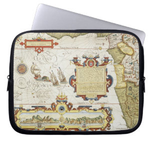 Map of West African coastline, 1596 (hand coloured Laptop Sleeve
