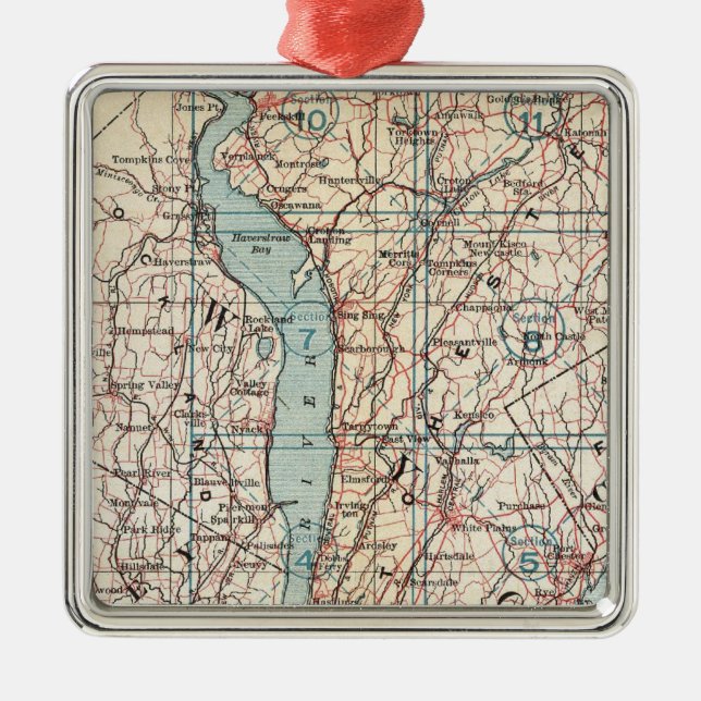 Map of Westchester County, New York Metal Tree Decoration (Front)