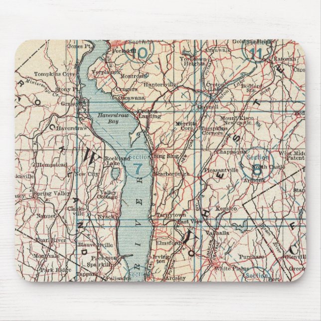 Map of Westchester County, New York Mouse Mat (Front)