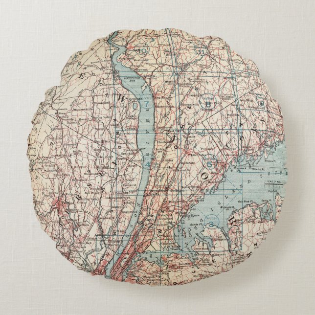 Map of Westchester County, New York Round Cushion (Front)