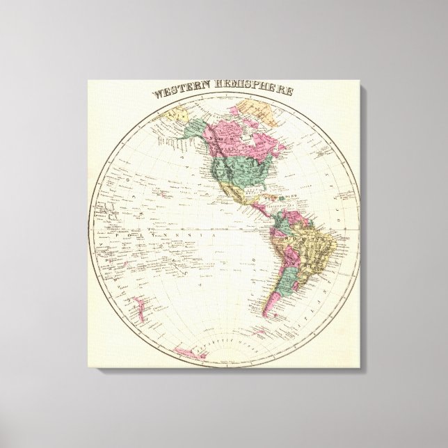 Map of Western Hemisphere Canvas Print (Front)