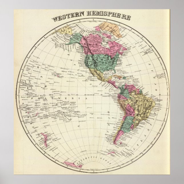 Map of Western Hemisphere Poster (Front)