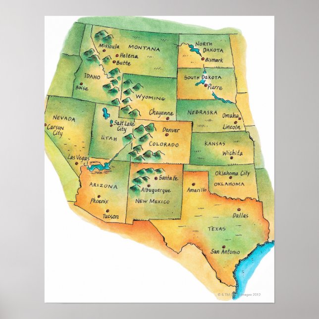 Map of Western United States Poster (Front)