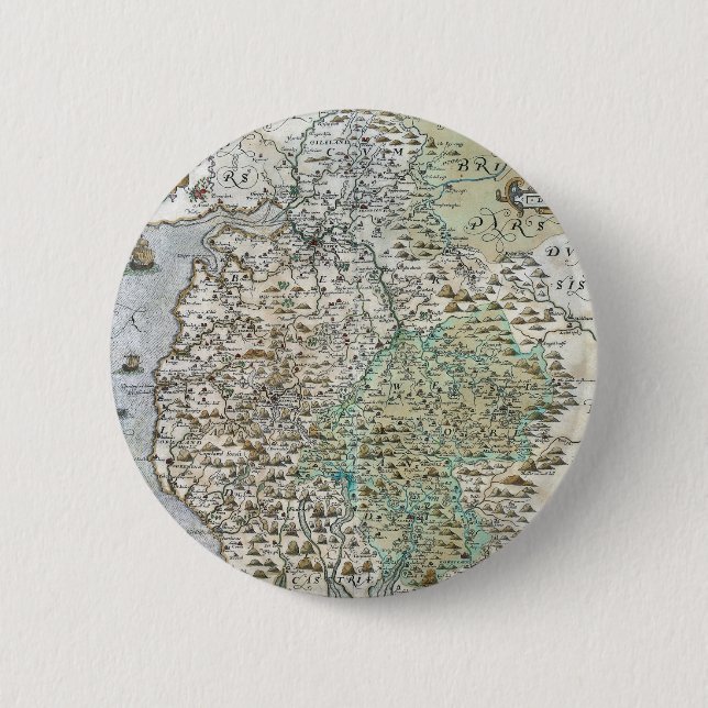 Map of Westmorland and Cumberland | 1576 6 Cm Round Badge (Front)