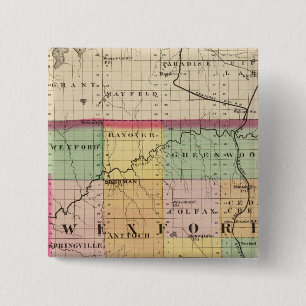 Map of Wexford County, Michigan 15 Cm Square Badge