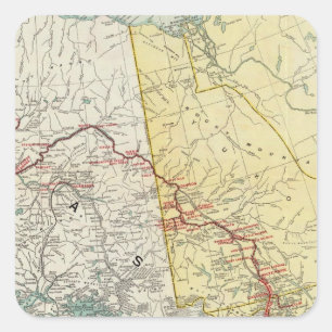 Map Of White Pass & Yukon Route And Connections Square Sticker