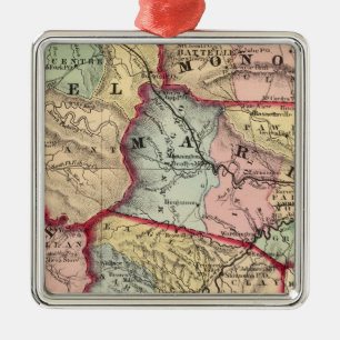 Map of Winfield, West Virginia Metal Tree Decoration