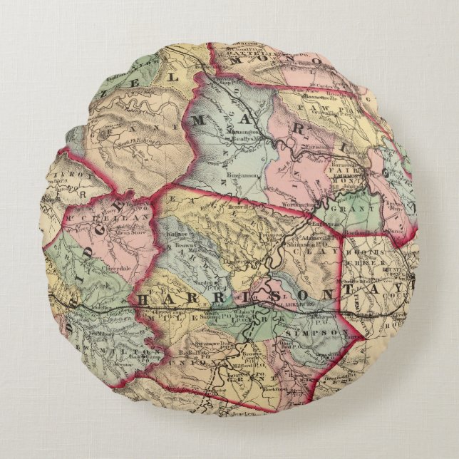 Map of Winfield, West Virginia Round Cushion (Front)