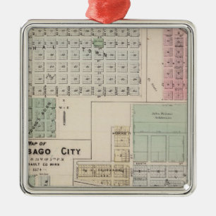Map of Winnebago City Map of Blue Earth, Minnesota Metal Tree Decoration
