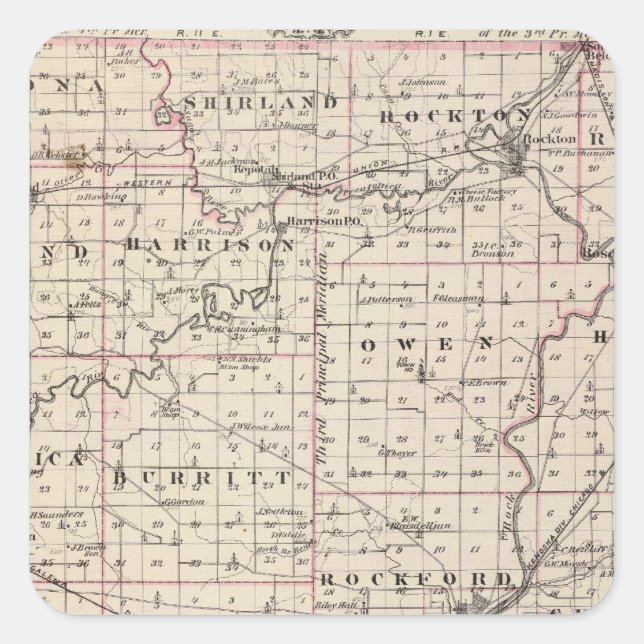 Map of Winnebago County and Belvidere Square Sticker (Front)