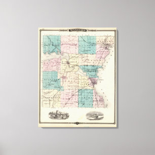 Map of Winnebago County, State of Wisconsin Canvas Print