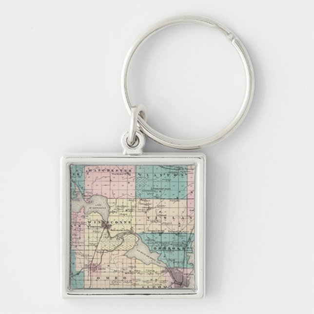 Map of Winnebago County, State of Wisconsin Key Ring (Front)