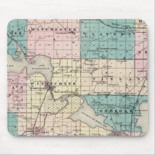 Map of Winnebago County, State of Wisconsin Mouse Mat