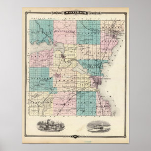 Map of Winnebago County, State of Wisconsin Poster