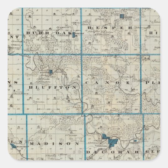 Map of Winneshiek County, State of Iowa Square Sticker Zazzle.co.uk