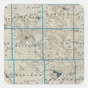 Map of Winneshiek County, State of Iowa Square Sticker