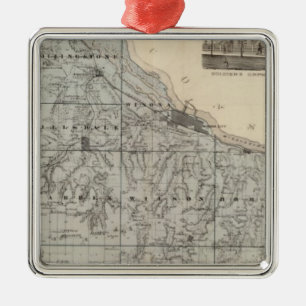 Map of Winona County, Minnesota Metal Tree Decoration