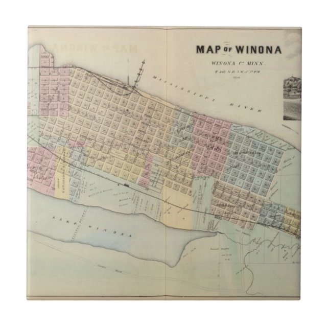 Map of Winona, Minnesota Tile (Front)