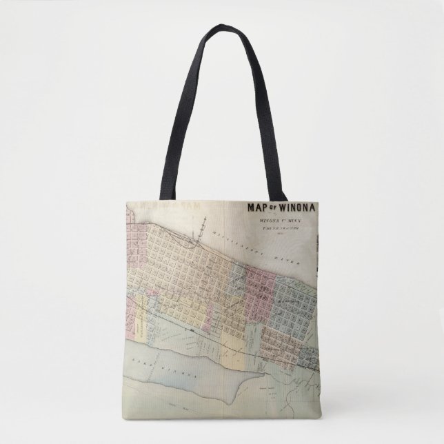 Map of Winona, Minnesota Tote Bag (Front)
