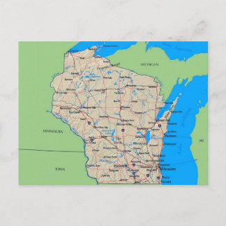 Map of Wisconsin Post Cards (Green)