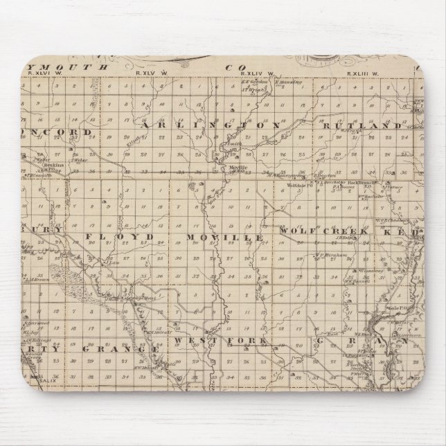 Map of Woodbury County, State of Iowa Mouse Mat (Front)