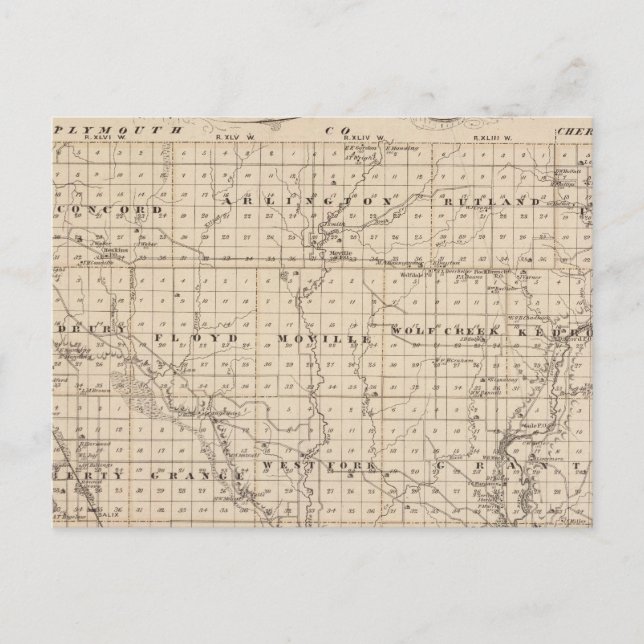 Map of Woodbury County, State of Iowa Postcard (Front)